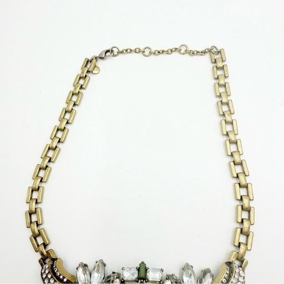 J. Crew Blue Peach Pink Antique Gold Tone Chain Link Statement Necklace - Picture 7 of 10